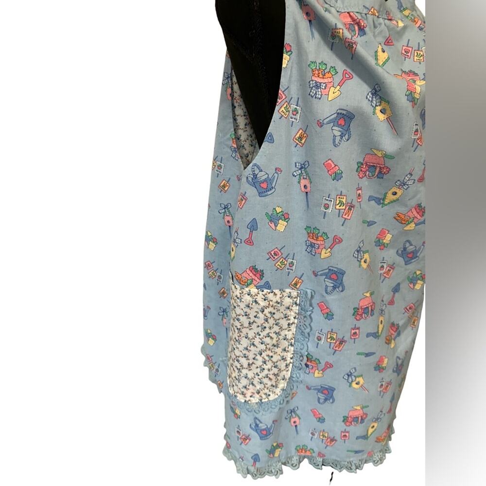 Blue Patterned Reversible Kitchen Apron OSFM - Picture 5 of 8